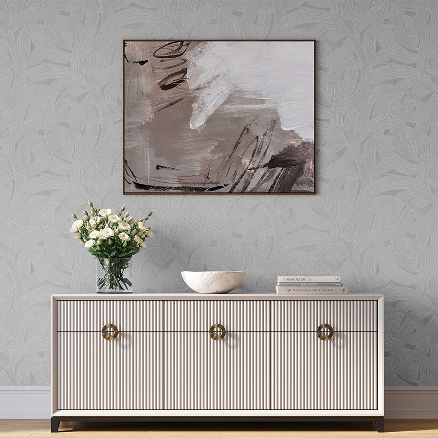 Abstract Suede’s pattern of bold swirling brushstrokes come to life on a canvas of soft suede. The innovative print combines textured ink layered in intricate swirls over a tonal neutral, resulting in a dimensional effect that adds movement and dimension to the design.