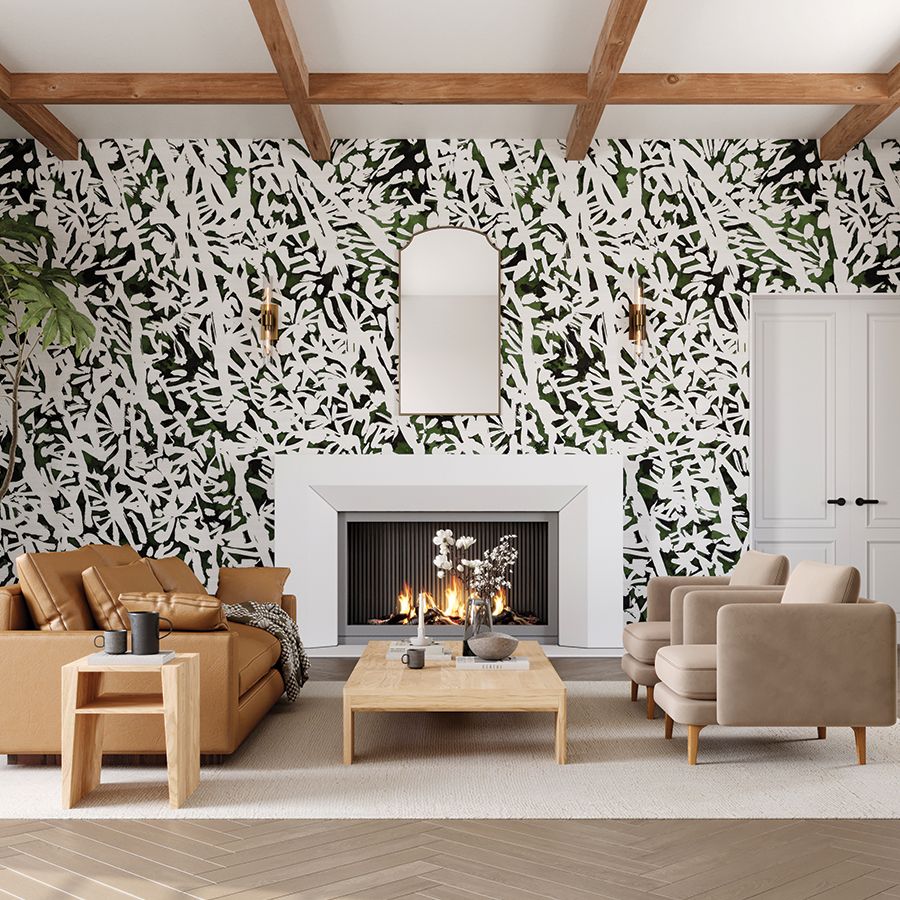 Foliage Myrtle Natural Woven wallcovering