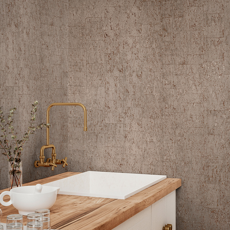 Marbled Cork blanco Inspired Material wallcovering