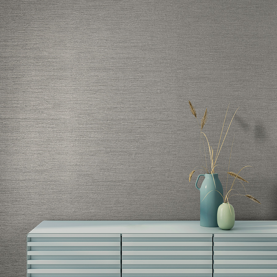 Northwoods Decorative Vinyl Grasscloth Wallpaper  Prepasted  Grey  56  sq ft 14562623  RONA